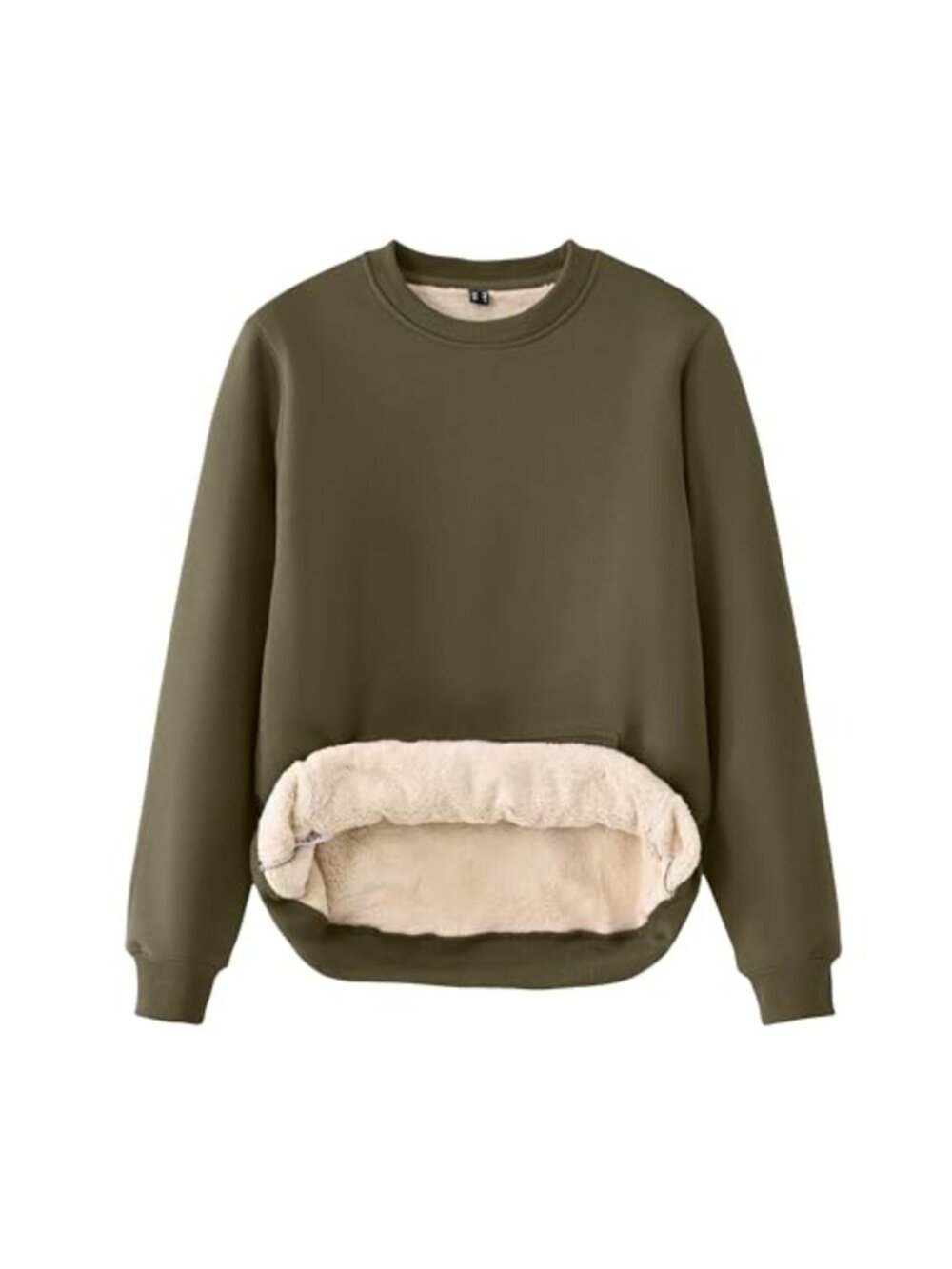 Sherpa Lined Crewneck Sweatshirt Warm Fleece Pullover Thermal